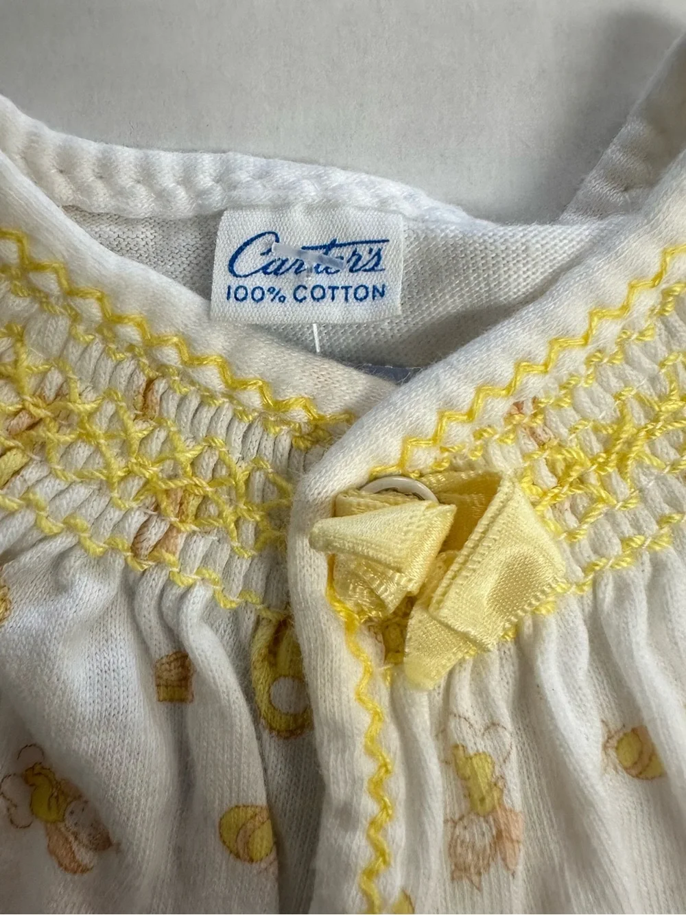 Vintage Carter’s Newborn Smocked Kimono Yoke Top 1980s